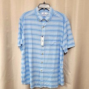 Southern Tide Varigated Stripe Sportshirt Men's Size L Tide Blue Linen Blend NWT